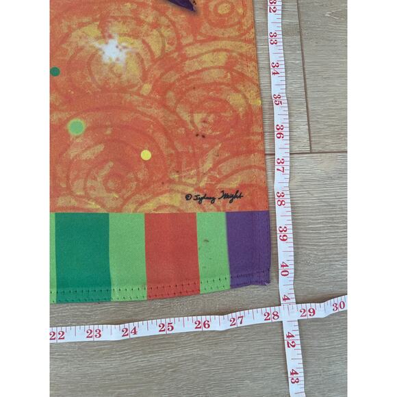 Vintage Outdoor Porch Flag Happy Halloween Black Cat Witch Hat & Spider JL - Picture 4 of 10